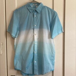 Calvin Klein Blue Short Sleeve Ombré Mens Button Down